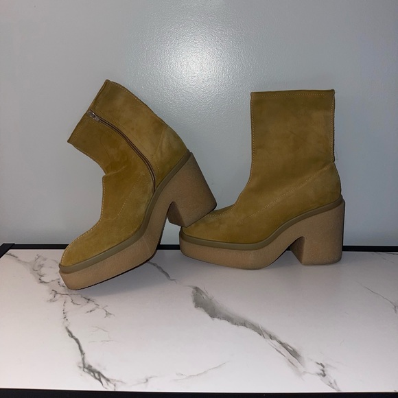 Free People Suede Ankle Sock Platform Booties Camel Size 40EUR US 10 - Picture 5 of 7
